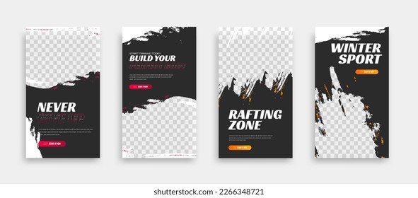 post and story fitness training social media template. social banner for promotion your product. banner square background illustration