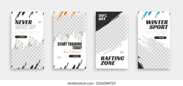 post and story fitness training social media template. social banner for promotion your product. banner square background illustration