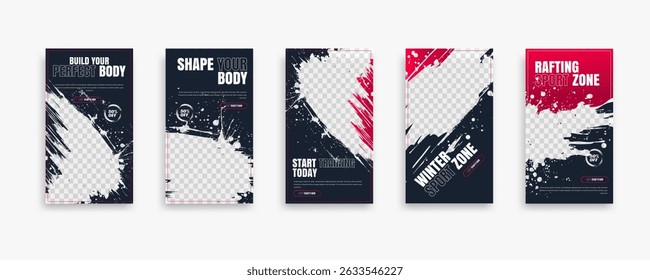 post and story fitness training social media template. social banner for promotion your product