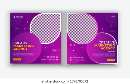 Post Template Digital Business Marketing Social Media Banner and square flyer poster. Editable Promotion corporate Web Banner Stories Ads, easy to edit, vector