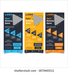 Post Template Digital Business Marketing Social Media Banner and dl flyer poster. Editable Promotion corporate Web Banner Stories Ads