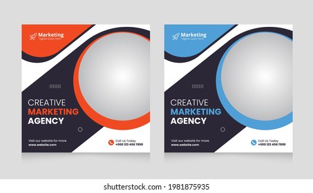 Post Template Digital Business Marketing Social Media Banner and square flyer poster. Editable Promotion corporate Web Banner Stories Ads