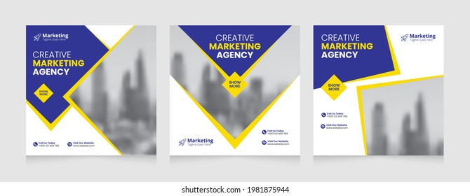 Post Template Digital Business Marketing Social Media Banner and square flyer poster. Editable Promotion corporate Web Banner Stories Ads