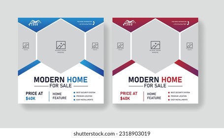 Post Template Real Estate Business Marketing Social Media Banner and square banner. Editable Promotion corporate Web Banner Stories Ads
