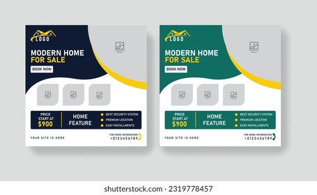 Post Template Real Estate Business Marketing Social Media Banner and square banner. Editable Promotion corporate Web Banner Stories Ads