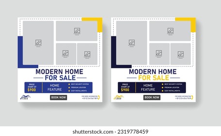 Post Template Real Estate Business Marketing Social Media Banner and square banner. Editable Promotion corporate Web Banner Stories Ads