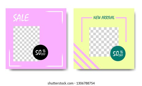 Post Template for Social Media Banners, Digital Marketing Editable Template. Promo Brand Fashion, Big sale, mega sale, discount. Vector Illustration
