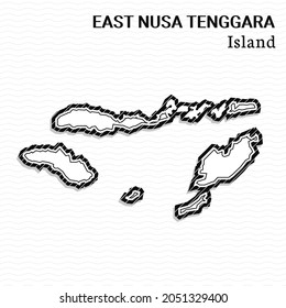 Post template for social media East Nusa Tenggara Island vector map black and white, High detailed illustration. East Nusa Tenggara Island, part of Indonesia, is a country in Asia.
