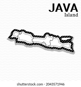 Post template for social media Java Island vector map black and white. High detailed illustration. Java Island, part of Indonesia, is a country in Asia. svg