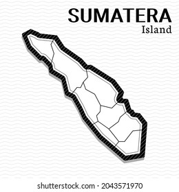 Post template for social media Sumatra Island vector map black and white, High detailed illustration. Sumatra Island, part of Indonesia, is a country in Asia.