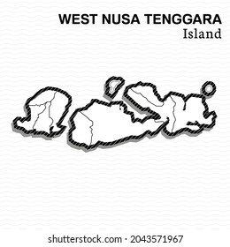 Post template for social media West Nusa Tenggara Island vector map black and white, High detailed illustration. West Nusa Tenggara Island, part of Indonesia, a country in Asia.