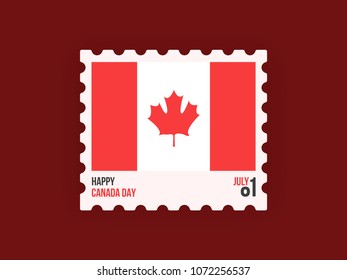 Post ticket with canadian flag on maroon background.
