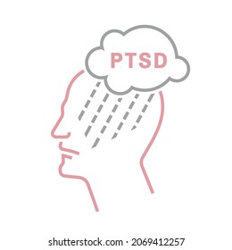 Post traumatic stress disorder sign. PTSD icon. Medical pictogram in outline style. Editable vector illustration isolated on a white background.