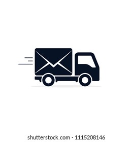 Post Truck Car icon, Vector isolated mail delivery symbol.