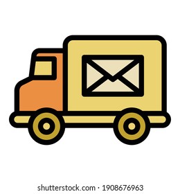 Post truck icon. Outline post truck vector icon for web design isolated on white background