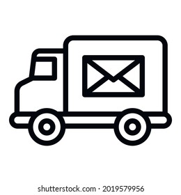 Post truck icon. Outline post truck vector icon for web design isolated on white background