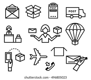 Post vector icons. Shipping and delivery set