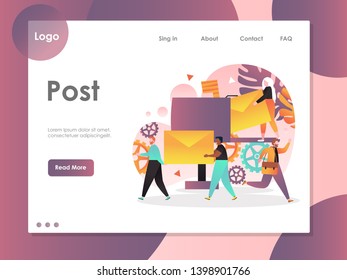 Post vector website template, web page and landing page design for website and mobile site development. Post office, postal service, correspondence delivery concept.