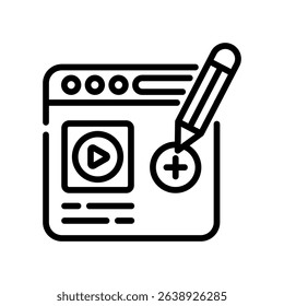 Post Video Icon Line Vector Illustration