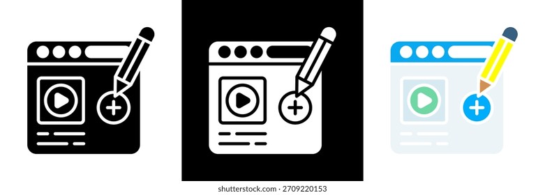 Video Ilustración vectorial de glifo de conjunto de iconos posterior