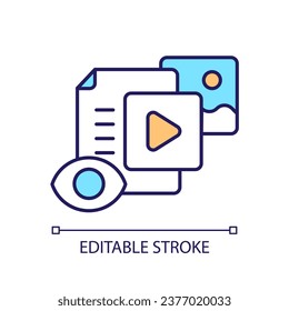 Post views RGB color icon. Popularity of content. Audience engagement. User involvement. Social media metric. Isolated vector illustration. Simple filled line drawing. Editable stroke. Arial font used