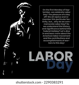 post for workers day, vector silhouette of a worker in a worker hat