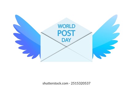 Post world day envelope with wings, vector art illustration.