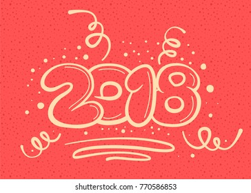 Postacard concept with new year digits on red noisy background. Vector illustration.