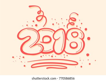 Postacard concept with new year digits on light yellow background. Vector illustration.