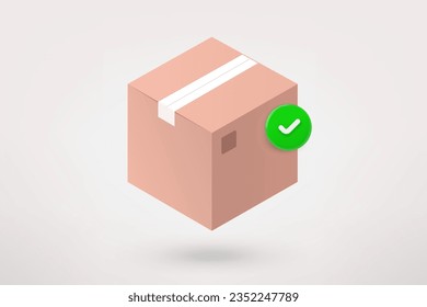 Postfach mit grünem Häkchen. 3D-Vektorsymbol