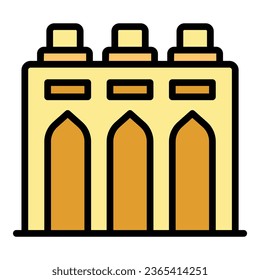 Postage cross icon outline vector. Skyline european. Malta stamp color flat