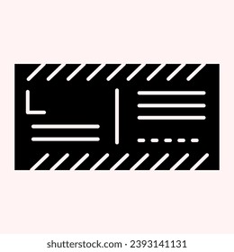 Postage envelope glyph icon. Mail letter paper with signs. Postal service vector design concept, solid style pictogram on white background, use for web and app. Eps 10