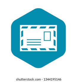 Postage envelope with stamp icon in simple style isolated vector illustration