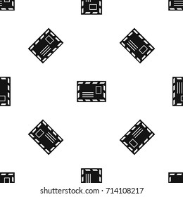 Postage envelope with stamp pattern repeat seamless in black color for any design. Vector geometric illustration