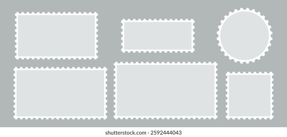 Postage frames collection. Blank rectangle and square postage stamps