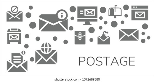 postage icon set. 11 filled postage icons. 