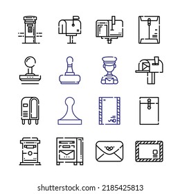 postage Icon Set with line icons. Modern Thin Line Style. Suitable for Web and Mobile Icon. Vector illustration EPS 10.