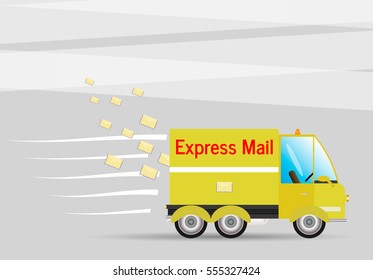 Postage machine.Vector illustration writing transport machine truck