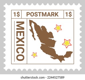 Postage mark or card, mailing and correspondence. Vector in flat style