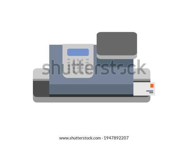 Postage meter\
machine. Simple flat\
illustration.