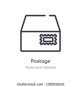 postage outline icon. isolated line vector illustration from tools and utensils collection. editable thin stroke postage icon on white background