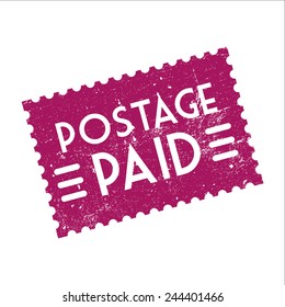 Postage Paid, Grunge Rubber Stamp, Vector Illustration