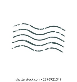 Postage and postal stamp, mailing card seal. Vector wavy lines sketch, postmark template. Rubber vintage stamp, grunge postmark design element