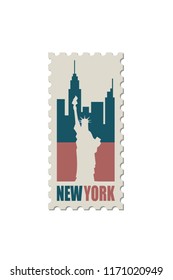postage stamp with american symbol statue of liberty image