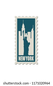 postage stamp with american symbol statue of liberty image