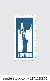 postage stamp with american symbol statue of liberty image