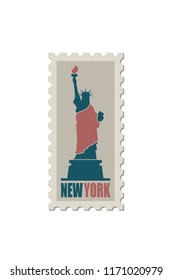 postage stamp with american symbol statue of liberty image