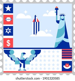 postage stamp with American symbols