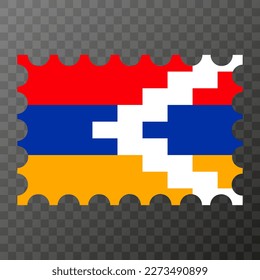 Postage stamp with Artsakh flag. Vector illustration.