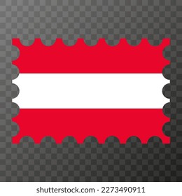 Briefmarke mit österreichischer Flagge. Vektorgrafik.
